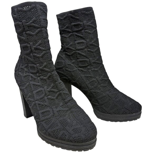 DKNY Tammy Black Knit Logo Chunky Platform Bootie - Picture 11 of 11